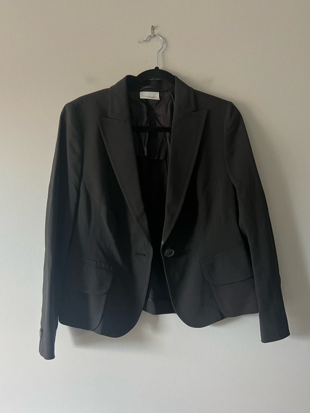 AKRIS Punto Black Wool Blazer Jacket Single Button Career Size 12